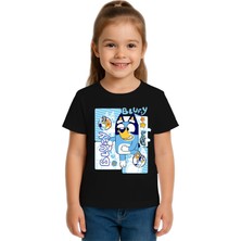 Sedirli Unisex Bluey Baskılı Çocuk Tişört Pamuklu Penye Kumaş