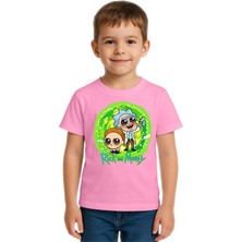 Sedirli Unisex Rick And Morty Baskılı Çocuk Tişört Pamuklu Penye Kumaş