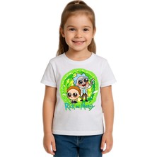 Sedirli Unisex Rick And Morty Baskılı Çocuk Tişört Pamuklu Penye Kumaş