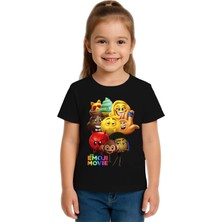 Sedirli Unisex Emoji Baskılı Çocuk Tişört Pamuklu Penye Kumaş