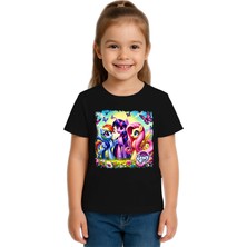 Sedirli Unisex My Little Pony Baskılı Çocuk Tişört Pamuklu Penye Kumaş