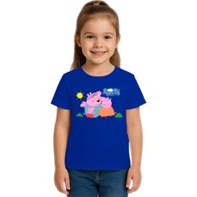Sedirli Unisex Peppa Pig Baskılı Çocuk Tişört Pamuklu Penye Kumaş