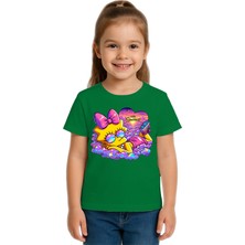 Sedirli Unisex Sımpsons Baskılı Çocuk Tişört Pamuklu Penye Kumaş