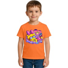 Sedirli Unisex Sımpsons Baskılı Çocuk Tişört Pamuklu Penye Kumaş