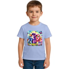 Sedirli Unisex My Little Pony Baskılı Çocuk Tişört Pamuklu Penye Kumaş