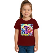 Sedirli Unisex My Little Pony Baskılı Çocuk Tişört Pamuklu Penye Kumaş
