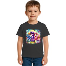 Sedirli Unisex My Little Pony Baskılı Çocuk Tişört Pamuklu Penye Kumaş