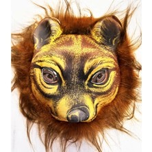 MiraLive Kahverengi Saçlı Kaplan Aslan Leopar Maskesi Mega Peluş 32 No