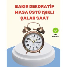MiraLive Metal Bronz Nostaljik Masa Saati Alarmlı Büyük Boy Sessiz Mekanizmalı
