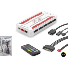 Argb Fan ve LED Kontrolcü Hub Seti Uzaktan Kumandalı - Beyaz ND2806