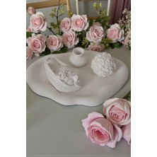 Doğal El Emeği Tasarım: Dekoratif Bebek Temalı Beyaz  Beton Alçı Seti