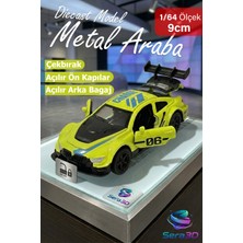 Sera3D 1:64 Ölçek Metal Diecast Çek Bırak Araba - Kapı ve Bagajı Açılan Koleksiyonluk Model