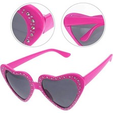 MiraLive Kalp Şekilli Taşlı Parti Gözlüğü Pembe Renk 6X16 cm