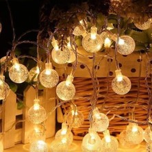 5m 28 LED Kristal Top Gün Işığı Şeffaf Kablo Fişli Eklemeli Mz-18-14