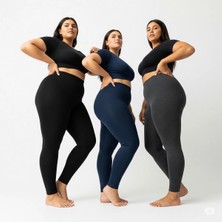 Tusebu Kadın Büyük Beden Yüksek Bel Esnek Tayt – Siyah/lacivert/gri