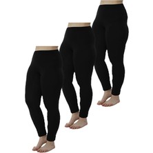 Tusebu Büyük Beden Kadın Yüksek Bel Likralı Pamuk Siyah Basic Tayt