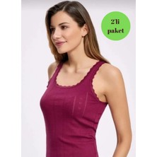 Gawzera 2'li Jakarlı , %100 Pamuk, Esnek ve Rahat , Geniş Askılı Kadın Atlet