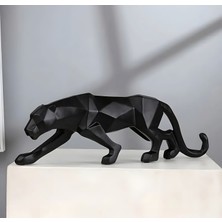 Felis Arte Dekoratif Kübik Leopar, Reçine Döküm, Modern, Sanatsal, Siyah Renk