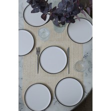 Set 6 Adet 22 cm Paslanmaz Porselen Pasta Tabağı, Şık ve Kullanışlı