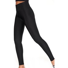 Siyah Toparlayıcı Geniş Kemer Parlak Disco Tayt