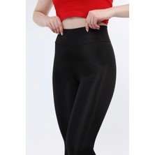 Elle Line Kadın Siyah Yüksek Bel Toparlayıcı Iç Göstermez Parlak Disco Tayt