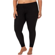 Tusebu Büyük Beden Kadın Siyah Yüksek Bel Pamuklu Esnek Günlük Basic Tayt