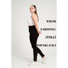 Mira Butik Kadın Büyük Beden Içi Şardonlu Yüksek Bel Toparlayıcı Kışlık Tayt