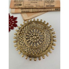 Güneş Desenli Pirinç Döküm Çaydanlık Altlığı Hediye Seti