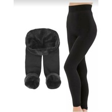 LaRosa Lingerie Lorasa Tayt Içi Peluşlu Siyah Likralı Yüksel Bel Kışlık Termal