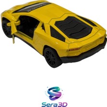Sera3D Aventador Tasarım 1:36 Metal Model Araba Sarı Çekbırak