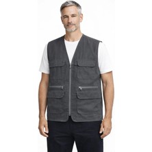 BURSPA Rahat Kesim Çok Cepli Pamuklu Klasik Erkek Baba Yelek