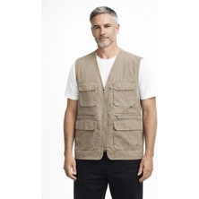 BURSPA Rahat Kesim Çok Cepli Pamuklu Klasik Erkek Baba Yelek