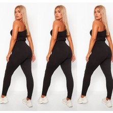 Özak Moda Kadın Siyah Çelik Örme Sıkılaştırıcı ve Toparlayıcı 3 Adet Büyük Beden Tayt