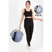 Lady Hürrem Kadın Kışlık Tayt Siyah Içi Polarlı Yüksek Bel Toparlayıcı Tam Boy Dalgıç Kumaş