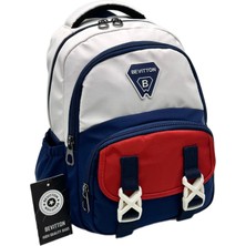 Bevitton Bej-Lacivert Hafif Suya Dayanıklı Unısex Lüks Kreş Ana Okulu & Kreş Okul Çantası