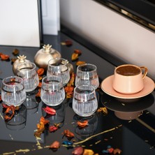 Lav 6 Kişilik Gümüş Yaldızlı Cam Su Bardağı Takımı ve Zemzem Seti