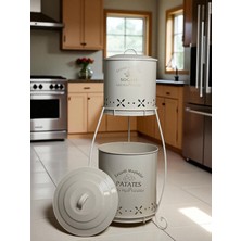 Iki Katlı Metal Sebze Kovası, Patates ve Soğanlık Sepeti, Pratik ve Şık