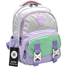 Bevitton Bej-Lila Hafif Suya Dayanıklı Unısex Lüks Kreş Ana Okulu & Kreş Okul Çantası