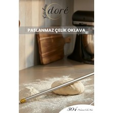 Paslanmaz Çelik Oklava, Ince Hamur Açıcı, Dengeli Ağırlık, Altın Görünümlü