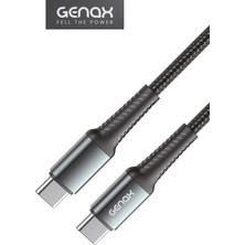 Genax Samsung Galaxy S23 / S23 Plus / S24 / S24 Plus Uyumlu Siyah Örgülü Kırılmaz Type-C Kablo