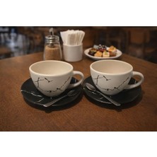 Keramika 4 Parça 2 Kişilik Kera Mermer Çay Fincanı Takımı