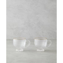 Ikili Cam Kupa Seti 195 Ml, Şeffaf ve Gold Detaylı, Şık ve Kullanışlı
