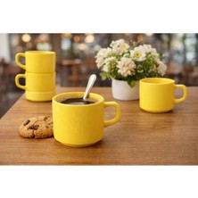 Keramika 8 cm Stackable Çay Fincanı Sarı 6 Adet