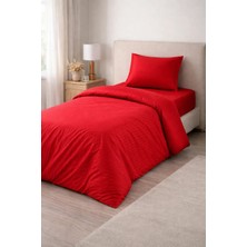 Vionetta Pamuk Saten Otel Serisi Tek Kişilik Nevresim Takımı Kırmızı Çizgili Lastikli Çarşaflı