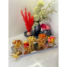 6 Kişilik Gold Dalgalı Lokumluk, Reçellik ve Şekerlik Seti