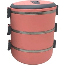 Koyu Pembe 3lü Sefer Tası Saklama Kabı 1.8lt