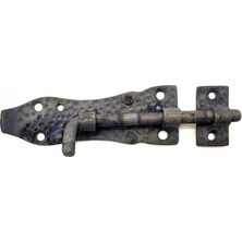 Derin Stok Antika Tarz Dekoratif Pirinç Dövme Kapı Sürgüsü - 7,5cm, Oksit