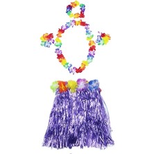 Derin Stok Luau Aloha Hawaii Kolye Etek Taç ve Bileklik Seti Mor