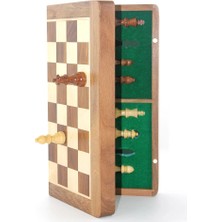 Derin Stok Mıknatıs Taşlı Ahşap Katlanabilir Kutulu Satranç Oyunu 35 cm G224