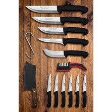 Sürmene Bıçakçı Hacı Ahmet Sürmene 14 Parçalı Siyah Bıçak Seti - Kasap Kurban Çeyiz Hediye Çok Amaçlı Her Şey Dahil Bıçak Seti